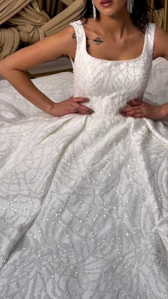 G21-119A - Ivory Beaded Lace Ball Gown Wedding Dress - Gelinlik21