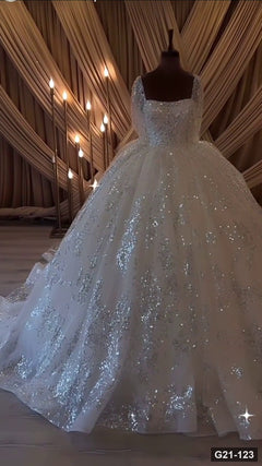 G21-123 Ivory Ball Gown Wedding Dress Main Clean Frame