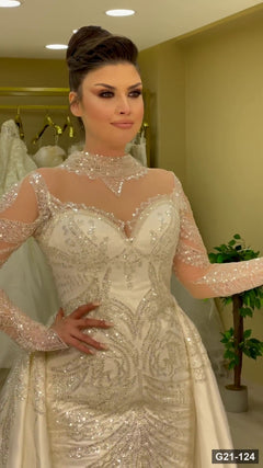 G21-124 Ivory Ball Gown Wedding Dress Main Clean Frame