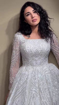 G21-126A - Soft Ivory Beaded Lace Ball Gown Wedding Dress - Gelinlik21