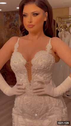 G21-126 Ivory Mermaid Wedding Dress Main Clean Frame