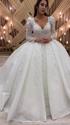 G21-127A - Ivory Embellished Ball Gown Wedding Dress - Gelinlik21