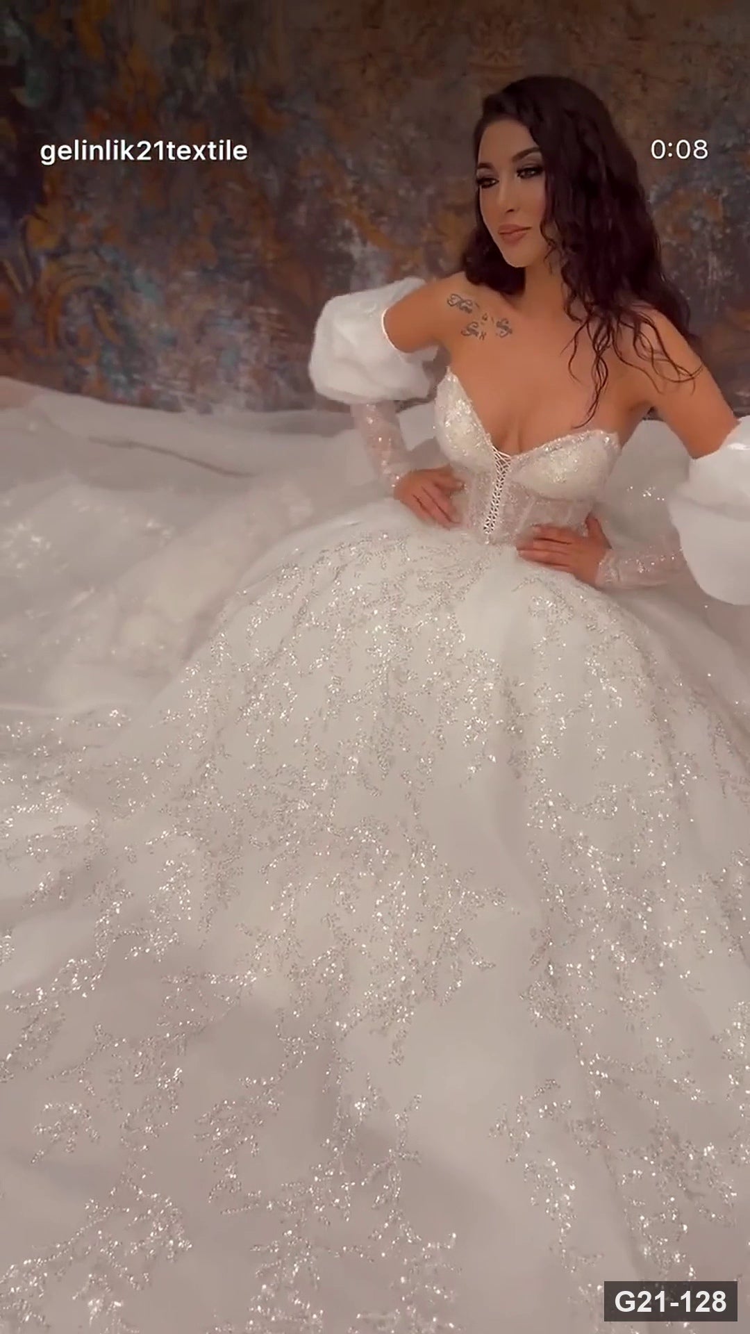 G21-128 Ivory Ball Gown Wedding Dress Main Clean Frame