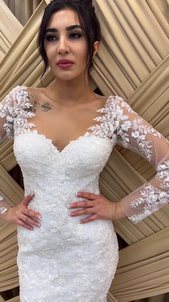 G21-129A - Ivory Beaded Lace Ball Gown Wedding Dress - Gelinlik21
