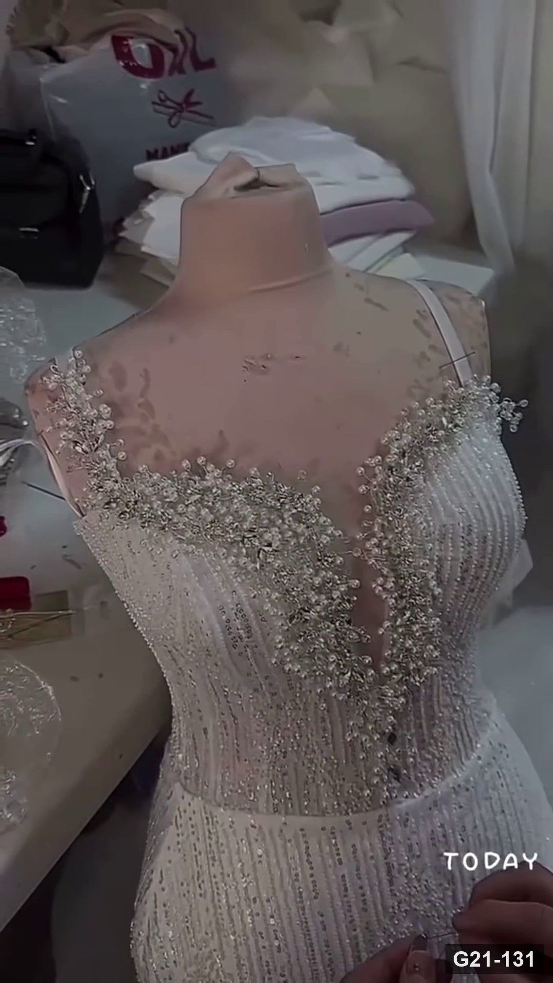 G21-131 Ivory Ball Gown Wedding Dress Main Clean Frame