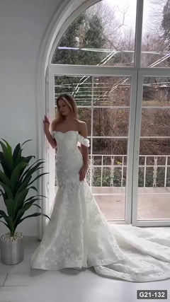 G21-132 Ivory A-Line Wedding Dress Main Clean Frame