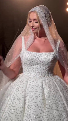 G21-133A - Ivory Beaded Lace Ball Gown Wedding Dress - Gelinlik21