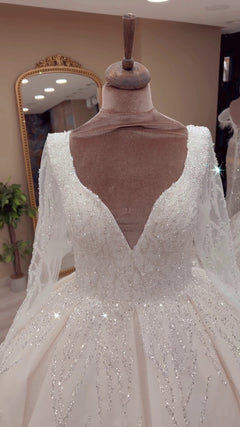 G21-134A - Soft Ivory Embellished Ball Gown Wedding Dress - Gelinlik21