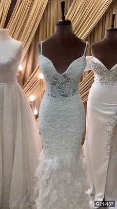 G21-137 Ivory Mermaid Wedding Dress Main Clean Frame