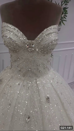 G21-141 Ivory Ball Gown Wedding Dress Main Clean Frame