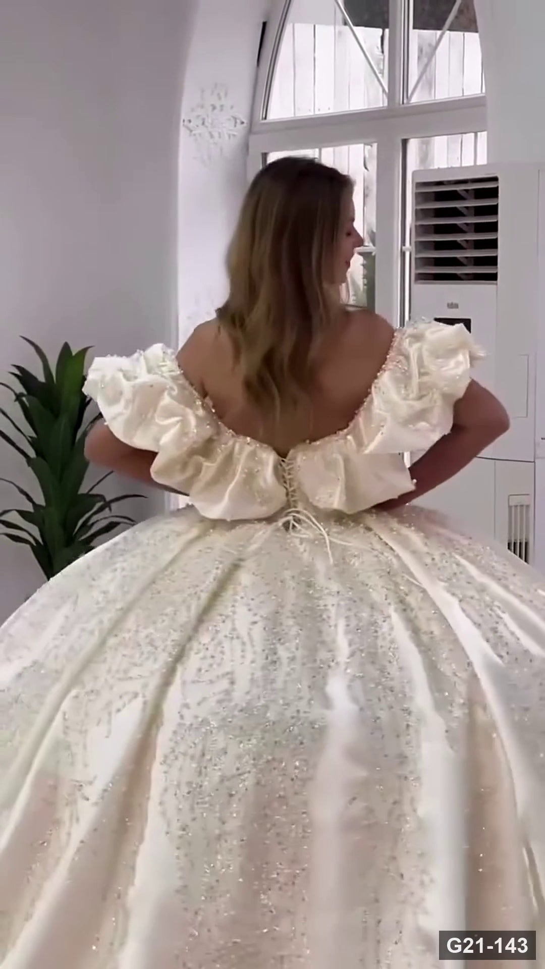 G21-143 Ivory Ball Gown Wedding Dress Main Clean Frame