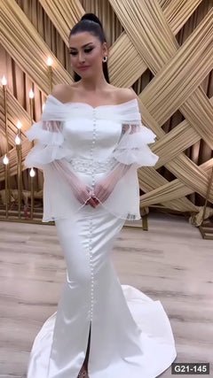 G21-145 Ivory Mermaid Wedding Dress Main Clean Frame