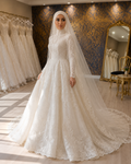 NIL-215 | hijab Brudekjole – Ivory blonde A-linje kjole