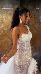 NIL 302 Ivory Ball Gown Crystal Beaded Tulle Wedding Dress - Image 3
