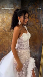 NIL 302 Ivory Ball Gown Crystal Beaded Tulle Wedding Dress - Image 4