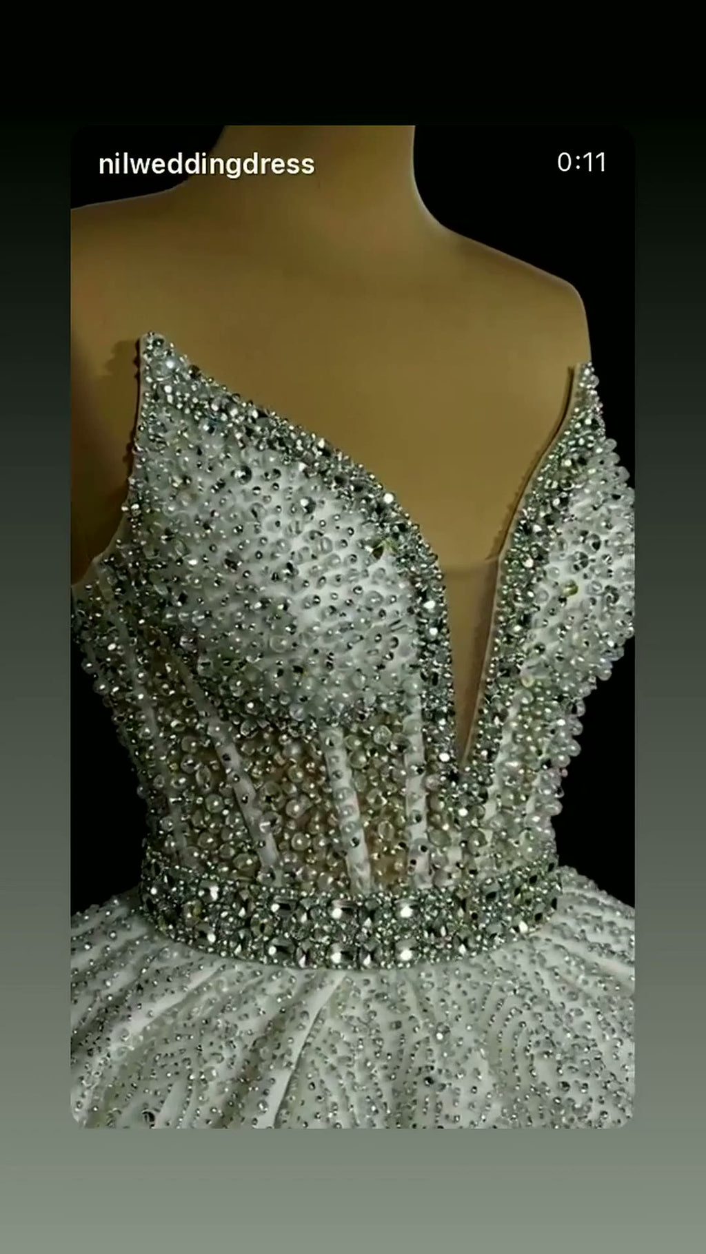 NIL 312 Ivory Ball Gown Crystal Beaded Tulle Wedding Dress - Image 1