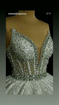 NIL 312 Ivory Ball Gown Crystal Beaded Tulle Wedding Dress - Image 1