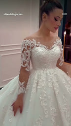 NIL 316 Ivory Ball Gown French Lace Tulle Wedding Dress - Image 5