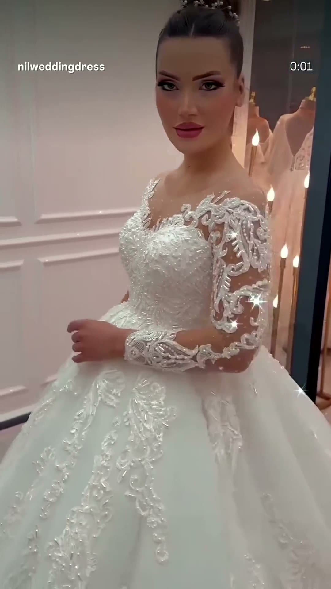 NIL 316 Ivory Ball Gown French Lace Tulle Wedding Dress - Image 6