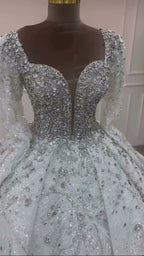 NIL 324 Silver Ball Gown Crystal Beaded Tulle Wedding Dress - Image 6