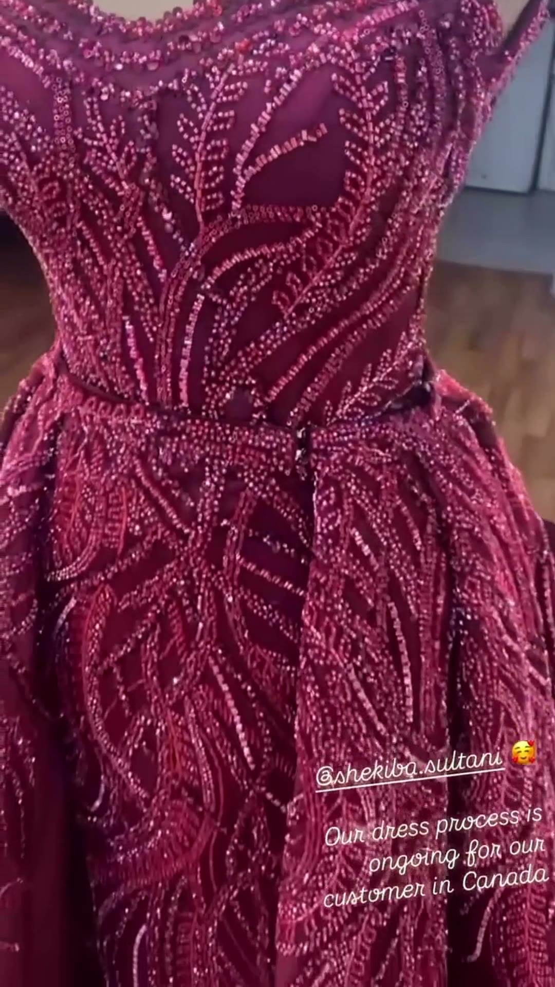 NIL 336 Fuchsia Ball Gown Beaded Tulle Engagement Dress - Image 6