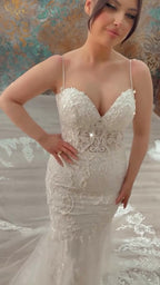 NIL 337 Ivory Mermaid Lace Applique Tulle Wedding Dress - Image 5