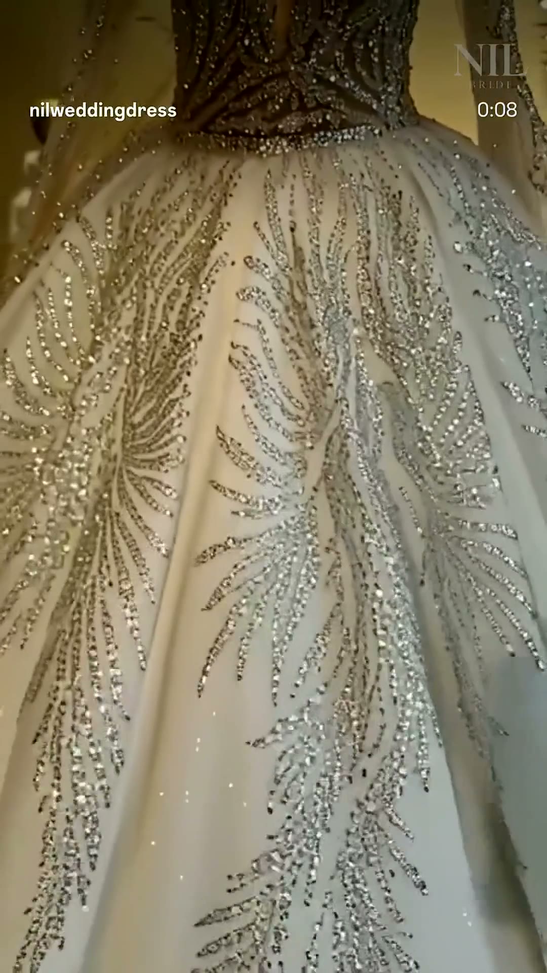NIL 346 Ivory Ball Gown Gold Beaded Tulle Wedding Dress - Image 4