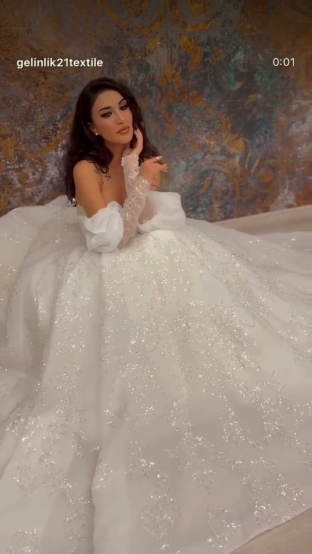 NIL 348 Ivory Ball Gown Bow Beaded Tulle Wedding Dress - Image 6