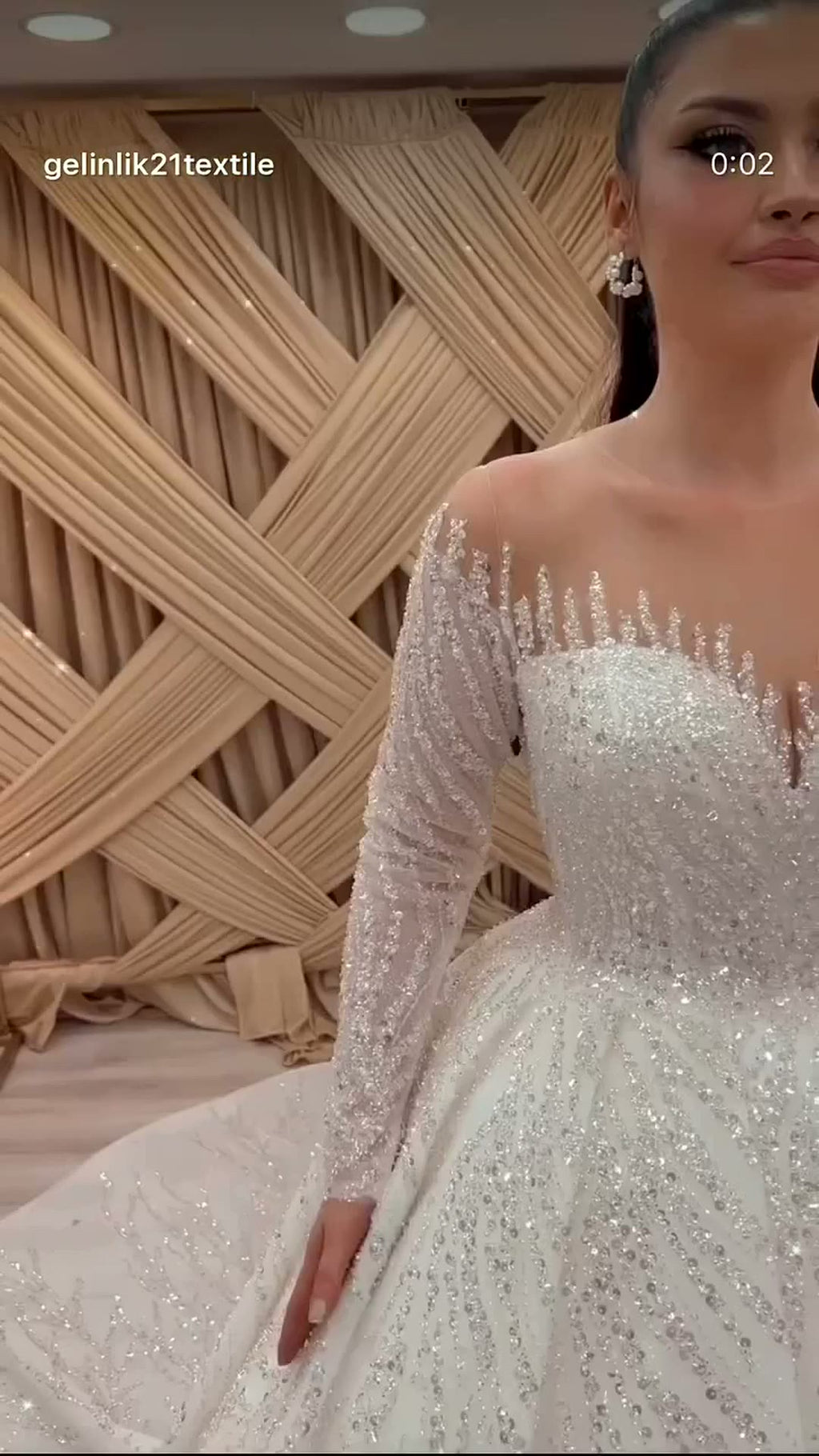 NIL 355 Ivory Ball Gown Crystal Beaded Tulle Wedding Dress - Image 5