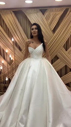 NIL 360 Ivory Ball Gown Minimalist Satin Wedding Dress - Image 2