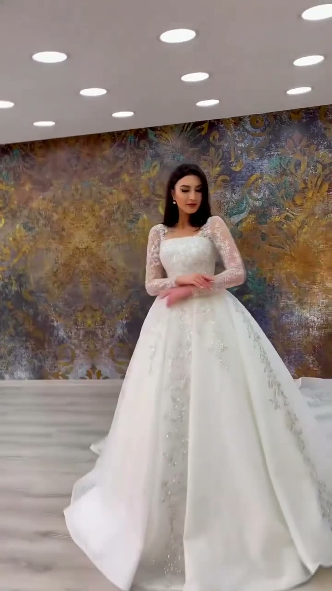 NIL 361 Ivory A-Line Floral Lace Tulle Wedding Dress - Image 3