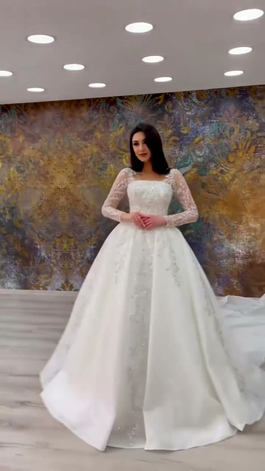 NIL 361 Ivory A-Line Floral Lace Tulle Wedding Dress - Image 4