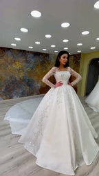 NIL 361 Ivory A-Line Floral Lace Tulle Wedding Dress - Image 6