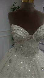 NIL 362 Ivory Ball Gown Crystal Beaded Tulle Wedding Dress - Image 1