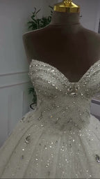 NIL 362 Ivory Ball Gown Crystal Beaded Tulle Wedding Dress - Image 2