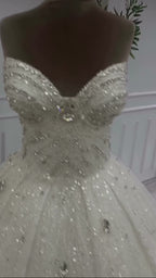 NIL 362 Ivory Ball Gown Crystal Beaded Tulle Wedding Dress - Image 5