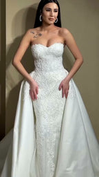NIL 366 Ivory A-Line Minimalist Chiffon Wedding Dress - Image 2