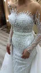 NIL 366 Ivory A-Line Minimalist Chiffon Wedding Dress - Image 4