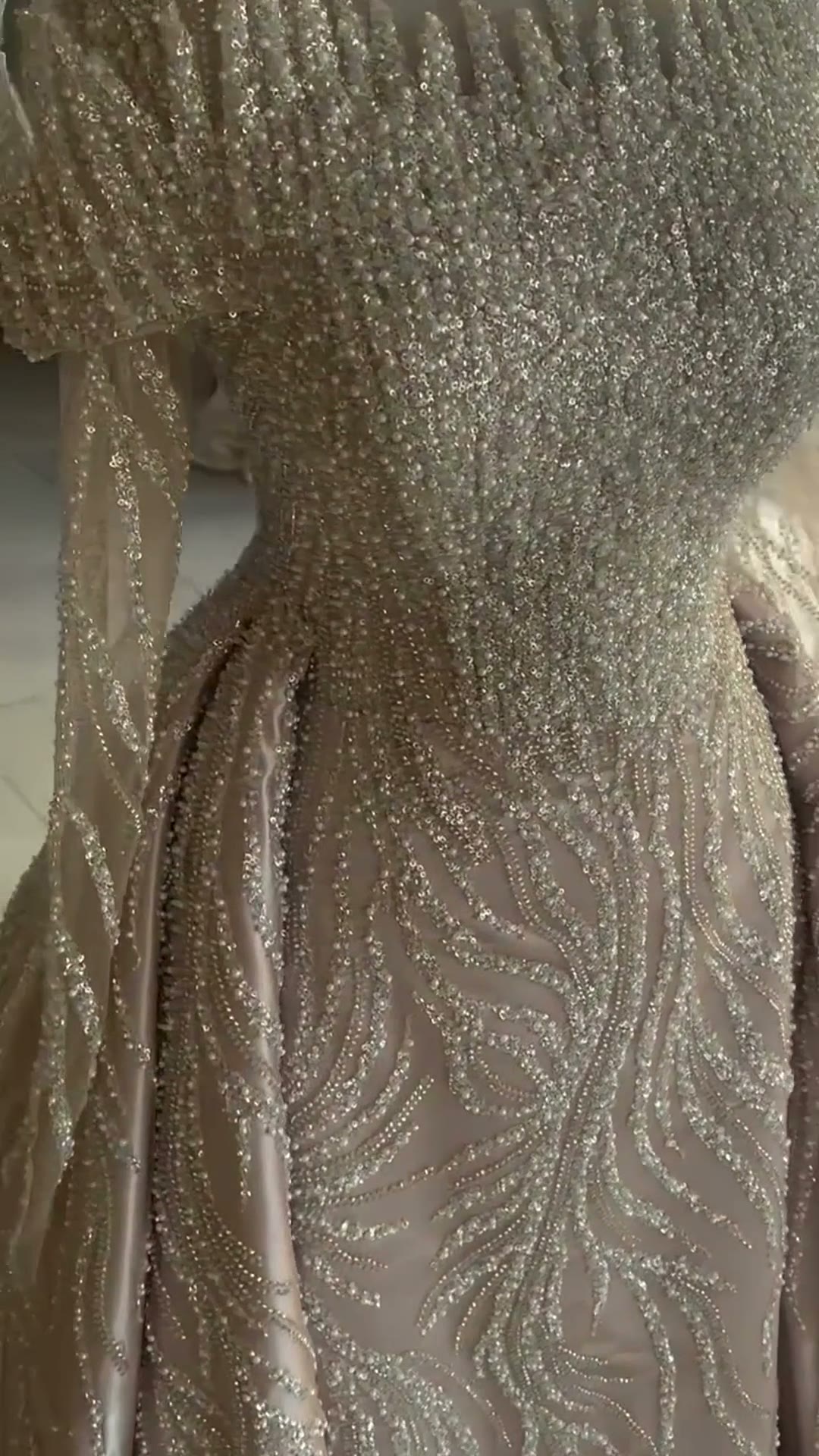 NIL 367 Ivory Mermaid Crystal Beaded Mesh Engagement Dress - Image 6