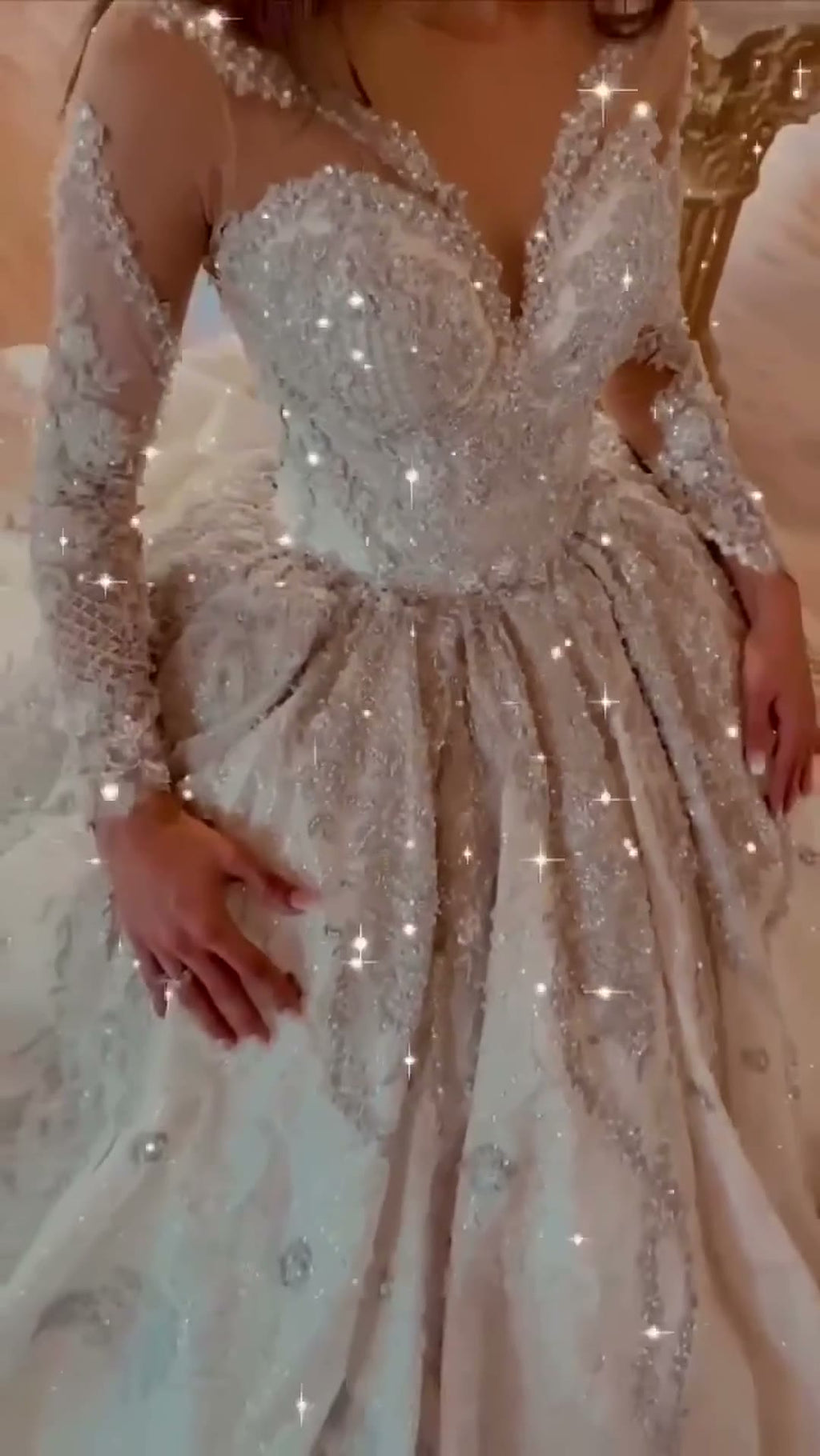 NIL 372 Ivory Ball Gown Crystal Beaded Tulle Wedding Dress - Image 5