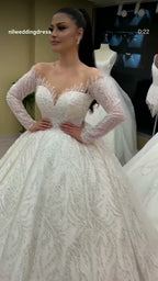 NIL 376 Ivory Ball Gown Lace Applique Tulle Wedding Dress - Image 3
