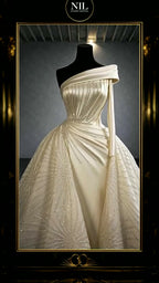 NIL 378 Ivory Ball Gown Floral Lace Tulle Wedding Dress - Image 2