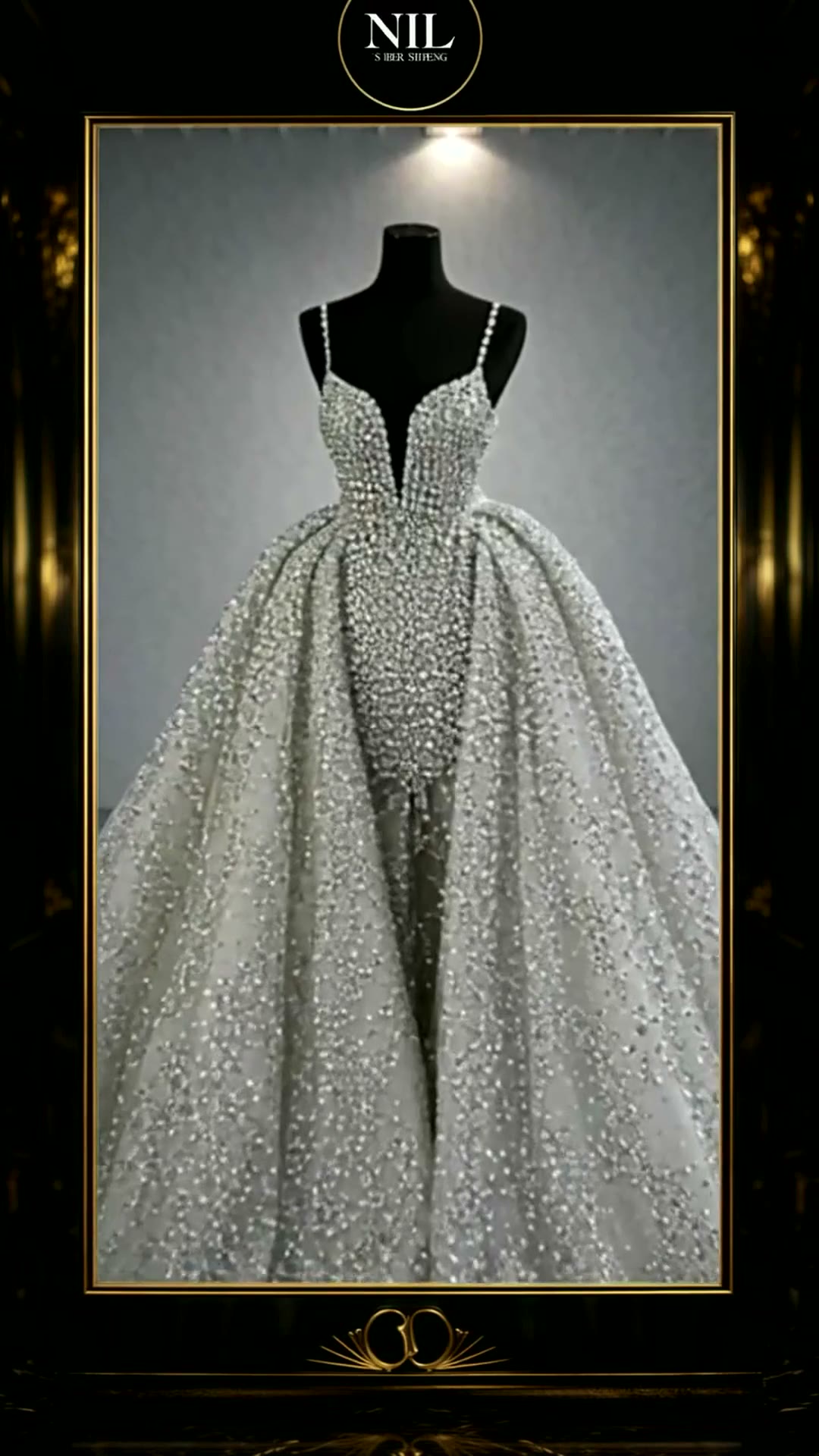 NIL 378 Ivory Ball Gown Floral Lace Tulle Wedding Dress - Image 4