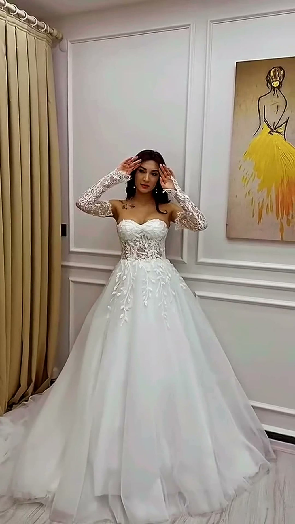 NIL 386 Ivory Ball Gown Minimalist Organza Tulle Wedding Dress - Image 1