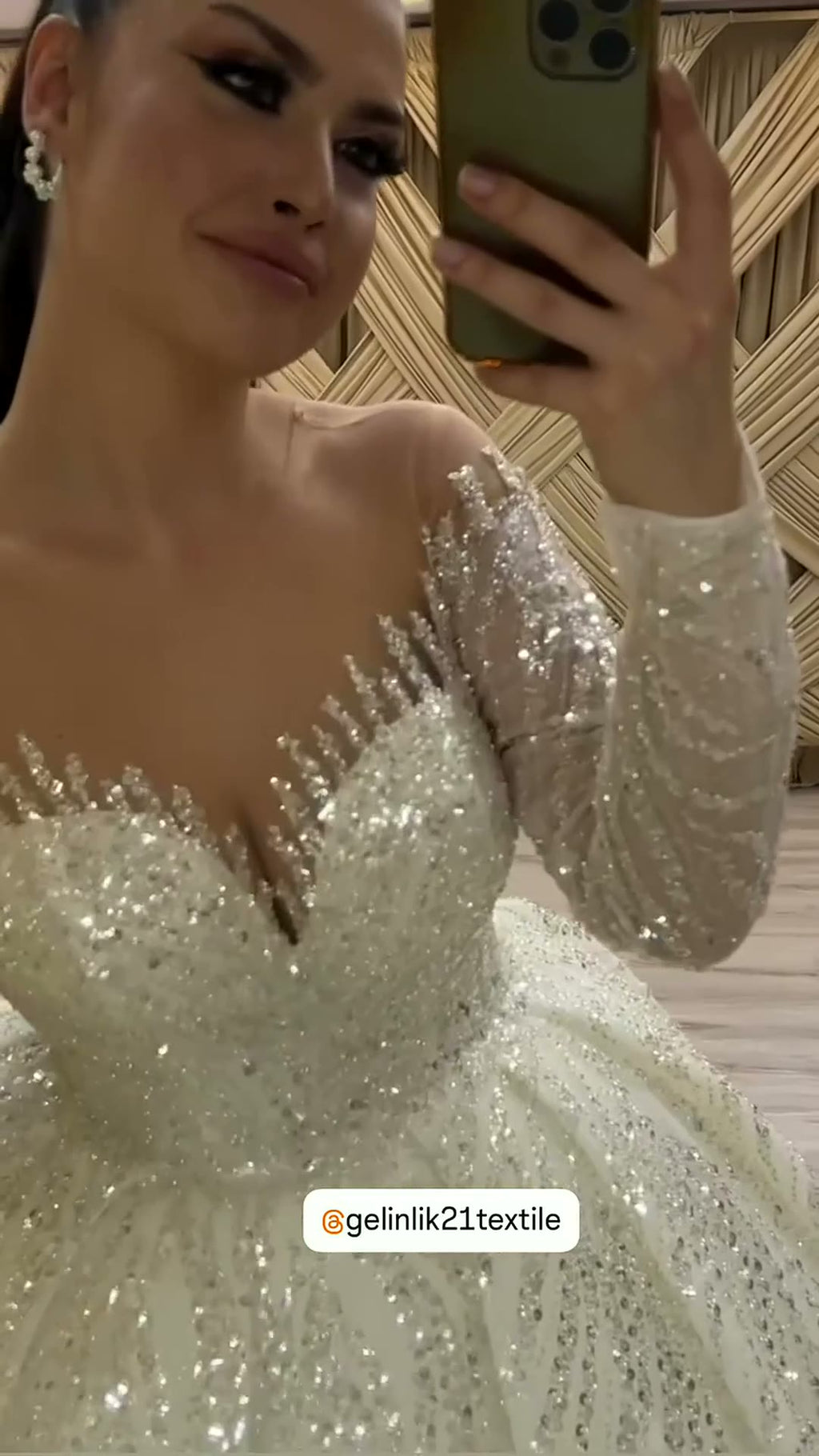NIL 388 Ivory Ball Gown Crystal Beaded Tulle Wedding Dress - Image 5