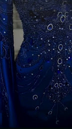 NIL 392 Royal Blue Mermaid Beaded Lace Engagement Dress - Image 5