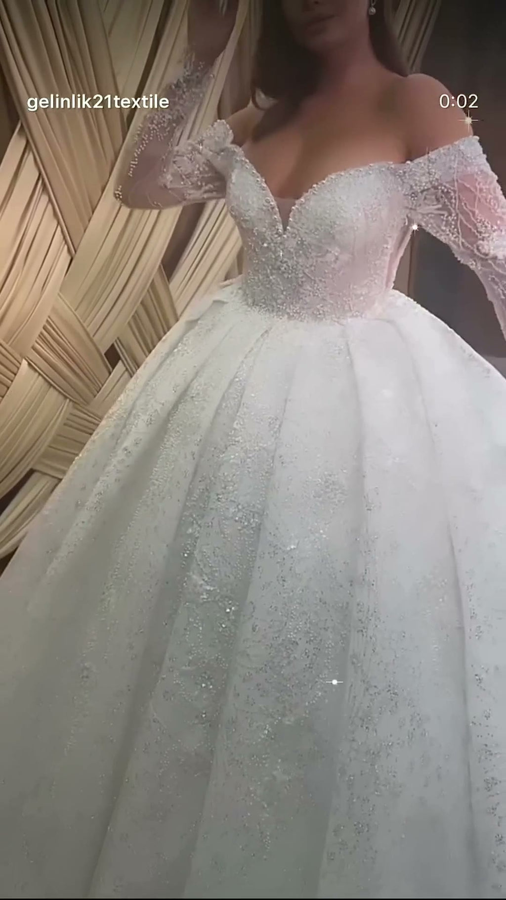 NIL 396 Ivory Ball Gown Crystal Beaded Tulle Wedding Dress - Image 5