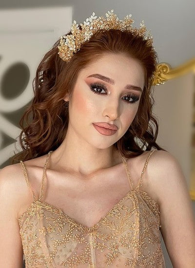 G21-AKS-056 BONNIEZITA-BONGETA | Bonnie Zircon & Crystal Henna Bridal Tiara
