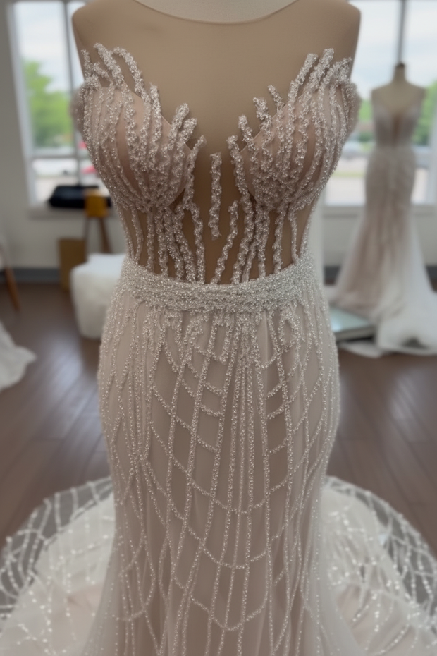 Crystal Cage Mermaid Wedding Dress