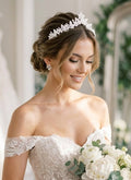 G21-AKS-075 FAVEZITA-INTAGETA | Fave Zircon Crystal & Pearl Bridal Tiara